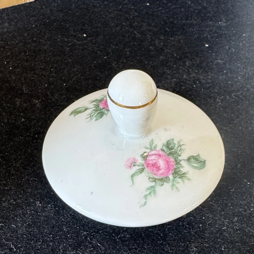 Vintage Royal Crown Germany Covered Sugar Bowl With Lid Pink Roses Gold Gild